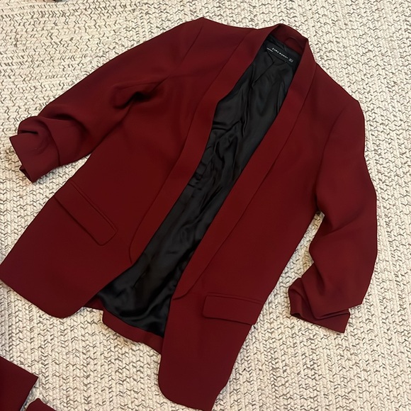 Ensemble dark red deal from zara oversized blazer and matching pants size XS - Picture 2 of 9